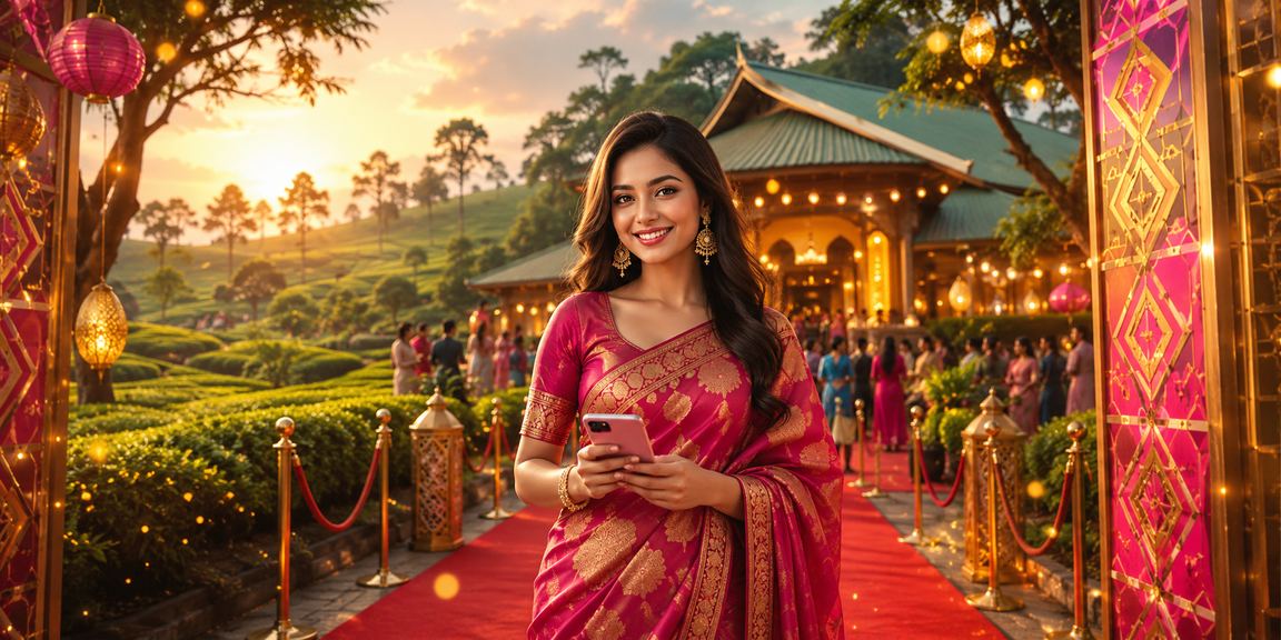 সিলেটে শাড়ি পরিহিত নারী মোবাইলে নিরাপদ পেমেন্ট করছেন